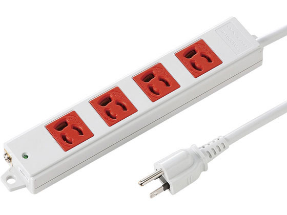 【レビュー投稿で100円OFFクーポン】【お取り寄せ】サンワサプライ 工事物件タップ赤 3P・4個口・3m TAP-K4-3R コード付き電源タップ3ピン 電源タップ OAタップ 配線パーツ 家電
