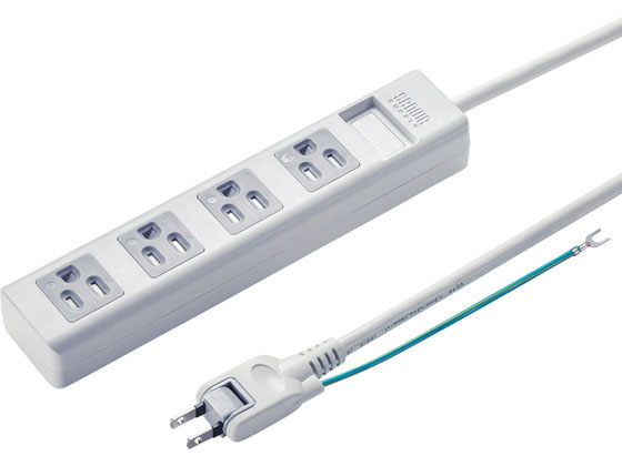 【マラソン限定★2000円クーポン＆ポイント2倍】【お取り寄せ】サンワサプライ シャッタータップ 3P・4個口・2.5m TAP-SH3425MG コード付き電源タップ3ピン 電源タップ OAタップ 配線パーツ 家電