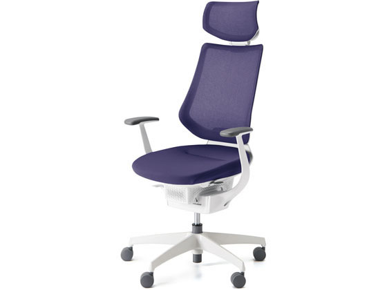 【メーカー直送】コクヨ イング メッシュ・ヘッドレスト ホワイトシェル 樹脂脚 DパープルV【代引不可】【組立・設置・送料無料】 肘付き　固定肘タイプ メッシュチェア オフィスチェア オフィス家具
