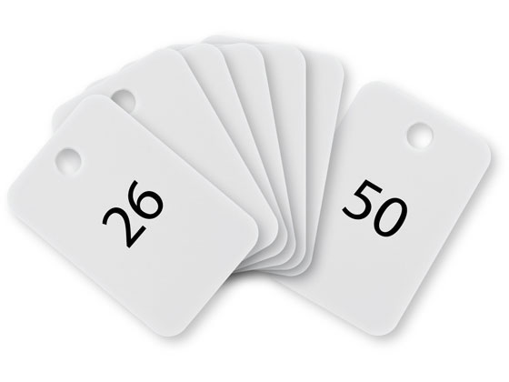 ＼10/4~10/17 9:59まで★店内全品ポイント2倍以上／ 【お取り寄せ】オープン工業 スチロール番号札 角型 26~50 白 BF-55-WH 番号札 名札 名札 キーホルダー