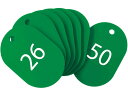 【レビュー投稿で100円OFFクーポン】【お取り寄せ】オープン工業 スチロール番号札 小判小 26~50 緑 BF-71-GN 番号札 名札 キーホルダー