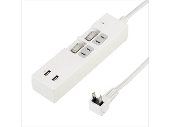 ~2 Holes - 【マラソン限定★ポイント2倍】【お取り寄せ】ヤザワ 個別スイッチ付タップ(2AC+2USB3.4A) 2m ホワイト コード付き電源タップUSBポート付 電源タップ OAタップ 配線パーツ 家電