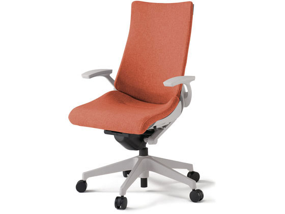 【メーカー直送】イトーキ アクトチェア 布張ハイ 本体灰樹脂脚LS付 固定肘オレンジ【代引不可】【組立・設置・送料無料】 肘付き　固定肘タイプ 布張りチェア オフィスチェア オフィス家具