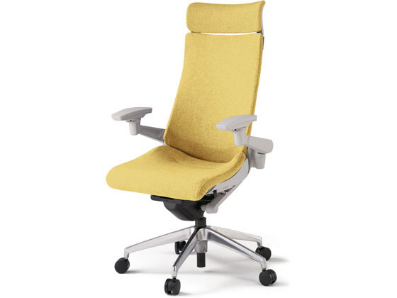 【メーカー直送】イトーキ アクトチェア 布張EXハイ 本体灰アルミ脚LS付 可動肘イエロー【代引不可】【組立・設置・送料無料】 肘付き　可動肘タイプ 布張りチェア オフィスチェア オフィス家具