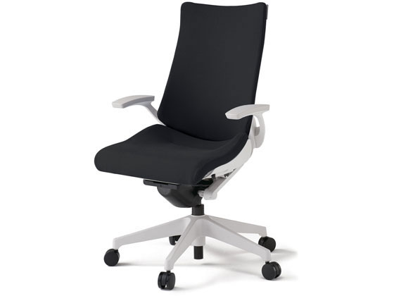 【メーカー直送】イトーキ アクトチェア 布張ハイ 本体白樹脂脚 固定肘BK【代引不可】【組立・設置・送料無料】