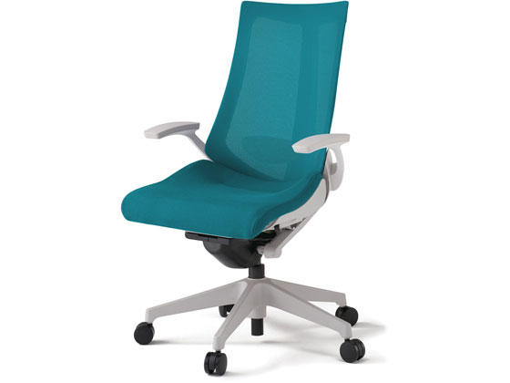 【メーカー直送】イトーキ アクトチェア メッシュハイ 本体灰樹脂脚LS付 固定肘ブルー【代引不可】【組立・設置・送料無料】 肘付き　固定肘タイプ メッシュチェア オフィスチェア オフィス家具