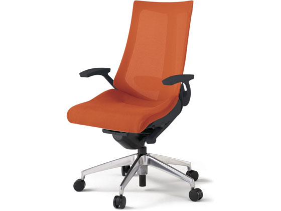 【スーパーSALE★クーポン＆11日9:59迄ポイント2倍】 【メーカー直送】イトーキ アクトチェア メッシュハイ 本体黒アルミ脚LS付 固定肘オレンジ【代引不可】【組立・設置・送料無料】 肘付き　固定肘タイプ メッシュチェア オフィスチェア オフィス家具