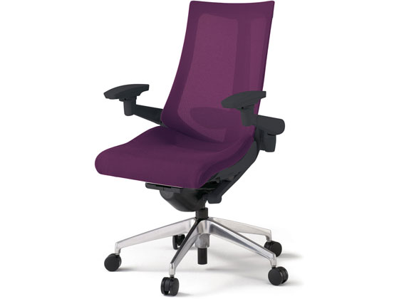 【メーカー直送】イトーキ アクトチェア メッシュハイ 本体黒アルミ脚LS付 可動肘パープル【代引不可】【組立・設置・送料無料】 肘付き　可動肘タイプ メッシュチェア オフィスチェア オフィス家具