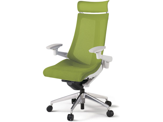 【店内全品ポイント2倍★28日9:59迄】【メーカー直送】イトーキ アクトチェア メッシュEXハイ 本体白アルミ脚 可動肘Mグリーン【代引不可】【組立・設置・送料無料】 肘付き 可動肘タイプ メッシュチェア オフィスチェア