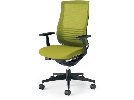 【店内全品ポイント2倍★28日9:59迄】【メーカー直送】コクヨ ベゼル ファンクショナル T型肘 樹脂脚 本体黒 リーフグリーン W【代引不可】【組立・設置・送料無料】 肘付き 固定肘タイプ メッシュチェア オフィスチェア