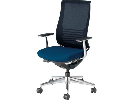 With Armrest - 【レビュー投稿で100円OFFクーポン】【メーカー直送】コクヨ ベゼル ファンクショナル アルミ肘 アルミ脚 プルシアンブルー Wキャスター【代引不可】【組立・設置・送料無料】肘付き 固定肘タイプ メッシュチェア オフィスチェア オフィス家具