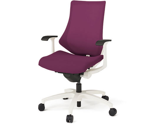 【メーカー直送】イトーキ エフチェア メッシュ ハイバック T型肘 本体白 プラムパープル【代引不可】【組立・設置・送料無料】 肘付き　固定肘タイプ メッシュチェア オフィスチェア オフィス家具