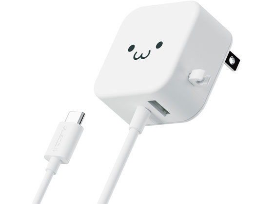 【ブラックフライデー限定★27日9:59迄店内ポイント2倍】エレコム AC充電器 TypeC ケーブル一体型 1.5m しろちゃん MPA-ACC22WF AC...