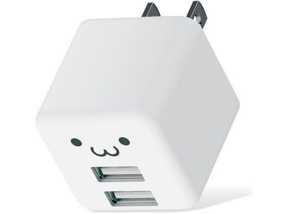 【ブラックフライデー限定★27日9:59迄店内ポイント2倍】エレコム AC充電器 USBポート×2 2.4A出力 しろちゃん MPA-ACU11WF AC式充電...