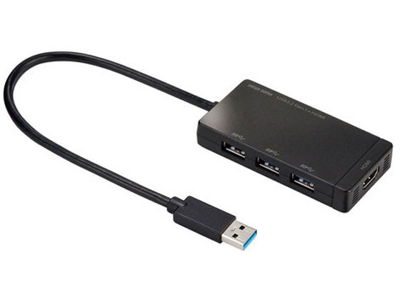 【レビュー投稿で100円OFFクーポン】【お取り寄せ】サンワサプライ HDMIポート搭載USB3.2 3ポートハブ USB-3H332BK USBハブ ドッキングステーション PC周辺機器 パソコン 家電