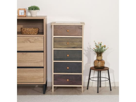 【マラソン限定★2000円クーポン&ポイント2倍】【メーカー直送】不二貿易 桐製 マルチカラフル5段ボックス シンクエ 2 39625【代引不可】チェスト リビング収納 収納家具 インテリア 収納 [2]