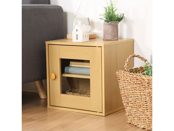 【レビュー投稿で100円OFFクーポン】【メーカー直送】不二貿易 キューブボックス ガラス扉 ナチュラル 99898【代引不可】【お客様組立】ディスプレイラック リビング収納 収納家具 インテリア 収納 [3]