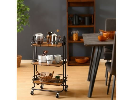 【レビュー投稿で100円OFFクーポン】【メーカー直送】不二貿易 キッチンワゴン ビクター ブラック 16696【代引不可】【お客様組立】キッチンワゴン ワゴン 棚 収納 厨房 キッチン テーブル [3]