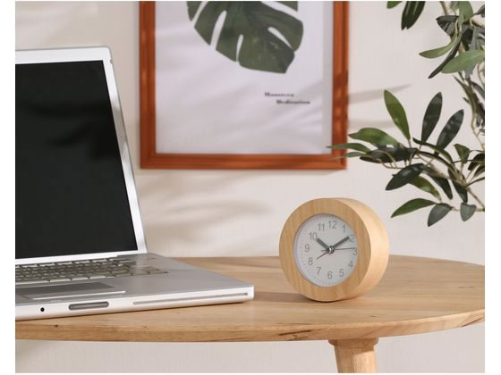 【マラソン限定★2000円クーポン&ポイント2倍】【メーカー直送】不二貿易 置時計 ウッド ラウンド ホワイト 36700【代引不可】置き時計 時計