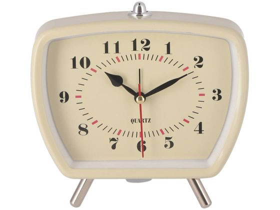【メーカー直送】不二貿易 置時計レトロ ホワイト 37714【代引不可】 置き型タイプ 時計 温湿度計 家電