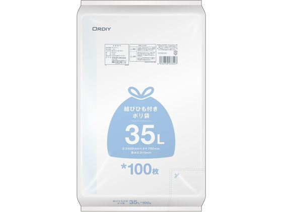 【お取り寄せ】オルディ 結びひも付ポリ袋 35L 半透明 100枚入 ゴミ袋 ゴミ箱 清掃
