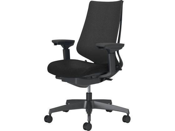 【メーカー直送】コクヨ チェア デュオラ2 ブラック脚 クッション ブラック【代引不可】【組立・設置・送料無料】 肘付き　可動肘タイプ メッシュチェア オフィスチェア オフィス家具