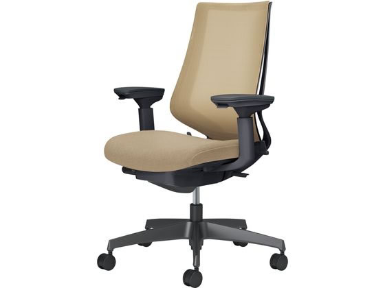 【メーカー直送】コクヨ チェア デュオラ2 ブラック脚 メッシュ ソフトベージュ【代引不可】【組立・設置・送料無料】 肘付き　可動肘タイプ メッシュチェア オフィスチェア オフィス家具