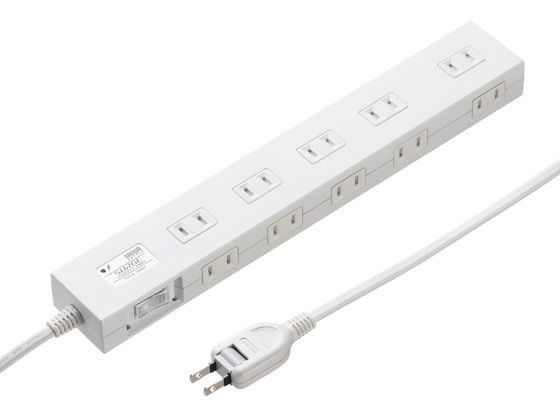 【商品説明】小型ACアダプタが差し込める10個口電源タップです。iPadなどのタブレットの充電器接続に便利です。雷ガードを内蔵しており、恐ろしい雷から機器をガードします。雷ガード作動中確認ランプ付きです。一括集中スイッチ付きで、接続した機器の電源をまとめてON／OFFできます。ブレーカーを内蔵しており、許容量をオーバーした場合ブレーカーが作動し事故を防止します。スチール机に仮固定できるマグネット付きです。【仕様】●カラー：ホワイト●定格容量：15A・125V（1500Wまで）●プラグ：2P（絶縁キャップ付きスイングプラグ）●差込口形状：2P・10個口（ノーマルタイプ）●差込口間隔：45mm（1個口だけ58mm間隔があります）●シャッター：あり●マグネット：あり●雷ガード：あり●コード長：1m●制限電圧：395V●サージ耐量：2500A●バリスタ電圧：240V●ブレーカー：一括集中スイッチ型●サイズ：W300×D45×H27mm●重量：約338g●使用地域：日本国内のみ。日本以外ではご使用いただけません。●適合規格：電気用品安全法（PSE）技術基準適合品【備考】※メーカーの都合により、パッケージ・仕様等は予告なく変更になる場合がございます。【検索用キーワード】sanwa　supply　サンワサプライ　さんわさぷらい　雷ガードタップ（10個口・1m・ホワイト）　電源タップ　oaタップ　延長コード　TAP−SP2110N−1W　2p　2ピン　10個口　1m　ホワイト　白　雷ガード　マグネット　一括集中スイッチ　ブレーカー　シャッター　rohs10　rohs6　TAPSP2110N1W　配線用品　OAタップ　延長コード　R151GZ小型ACアダプタが差し込める10個口マグネット付きタップ。