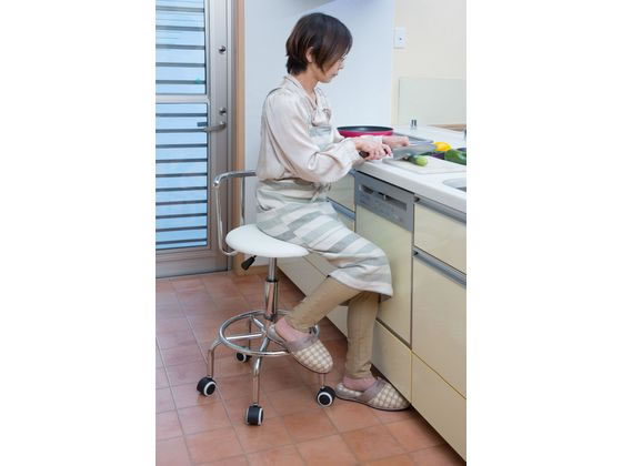 【メーカー直送】ファミリー・ライフ NEWらくらく昇降式回転チェア ホワイト 0414210【代引不可】【お客様組立】 肘なし レザーチェア オフィスチェア 【送料無料】 [2]