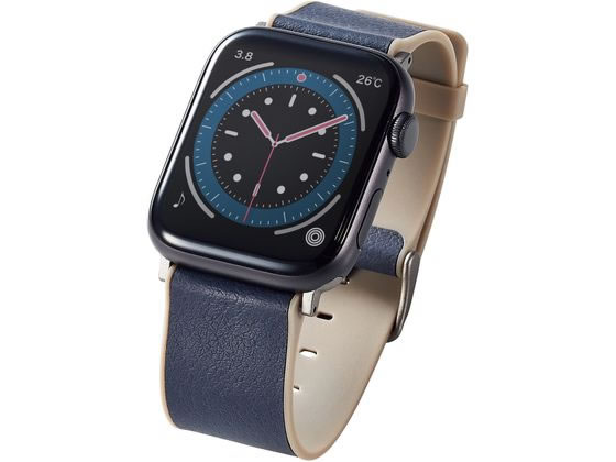 【お取り寄せ】エレコム Apple Watch MINIOレザーバンド AW-45BDMNONV スマートフォン 携帯電話 FAX 家電