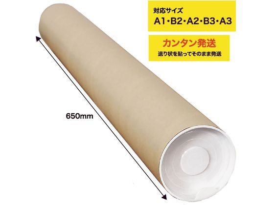 【マラソン限定★ポイント2倍】送料無料 今村紙工 ポリ栓付き紙管 長さ650mm 6本 SK2-2 紙管 小包封筒 宅配 梱包 2