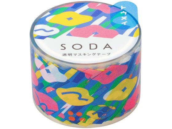 【レビュー投稿で100円OFFクーポン】キングジム ソーダ 透明マスキングテープ ハナバタケ CMT30-019 デコレーション用マスキングテープ シールタイプ...