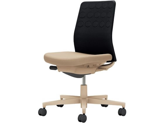 【マラソン限定★ポイント2倍】【メーカー直送】コクヨ モネット 背クッション 肘無 ソフトベージュ ブラック ソフトベージュ(W)【代引不可】【組立・設置・送料無料】肘なし 布張りチェア オフィスチェア オフィス家具