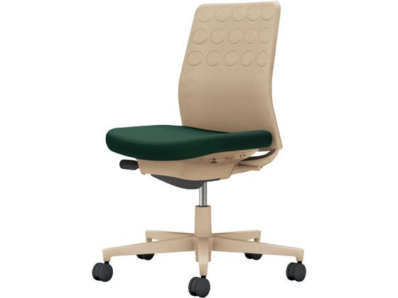 【レビュー投稿で100円OFFクーポン】【メーカー直送】コクヨ モネット 背クッション 肘無 Sベージュ Sベージュ Dグリーン(U)【代引不可】【組立・設置・送料無料】肘なし 布張りチェア オフィスチェア オフィス家具