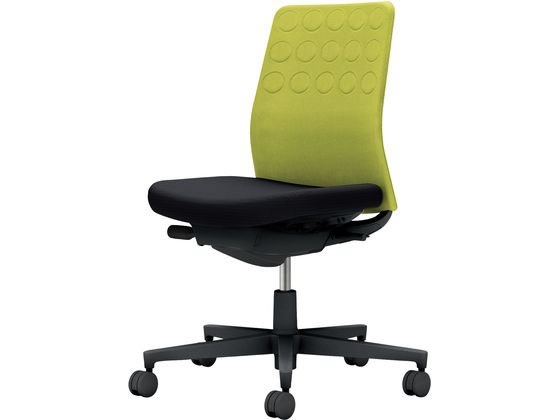 【メーカー直送】コクヨ モネット 背クッション 肘無 ブラック ライトオリーブ ブラック(W)【代引不可】【組立・設置・送料無料】 肘なし 布張りチェア オフィスチェア