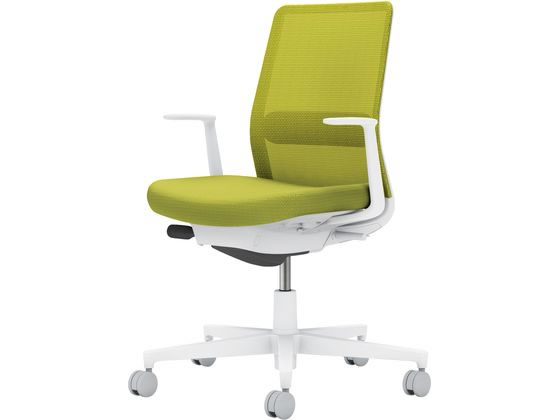 【メーカー直送】コクヨ モネット 背メッシュ L肘 ホワイトグレー ライトオリーブ(U)【代引不可】【組立・設置・送料無料】 肘付き　固定肘タイプ メッシュチェア オフィスチェア オフィス家具