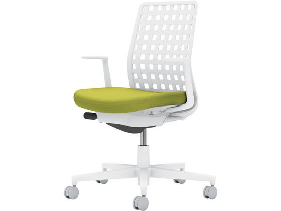 【商品説明】一人ひとりが働きやすい空間へ。インテリアフレンドリーなタスクチェアー【仕様】●品番：C03−W310W−WQ4E1X1●カラー：本体／ホワイトグレー●カラー：座／ライトオリーブ、背／ホワイトグレー●ランバーサポート：なし●外寸法：幅710×奥行（脚部除く）495×高さ875〜965mm●座面寸法：幅500×奥行415〜465mm●肘内寸法：幅460mm●座面高さ：415〜505mm●肘高さ：600〜690mm●材質：背／（背板）強化ナイロン●材質：座／（座板）PP（張り地）ポリエステル（クッション）モールドウレタン●材質：肘／強化ナイロン●材質：脚／強化ナイロン、ポリエステル塗装、キャスター／ナイロン（φ60mm）●質量：12．5kg●機能：ガス圧昇降式、オートフィット　シンクロロッキング、ロッキング反力　簡易調節機能（5段階）、ロッキング角度　範囲調節機能（4段階・角度：　0、6、13、20°）、座の奥行き調節（ストローク：50mm）、座の高さ調節（ストローク：90mm）、ポスチャーサポートシート●生産国：日本●保証期間：外観・表面仕上げ1年、機構部・可動部2年、構造体10年●グリーン購入法適合【備考】※メーカーの都合により、パッケージ・仕様等は予告なく変更になる場合がございます。【検索用キーワード】コクヨ　KOKUYO　こくよ　もねっと　モネット　monet　モネット背樹脂シェルL肘　モネット　背樹脂シェル　L肘　オフィスチェア　チェア　チェアー　イス　いす　椅子　OAチェア　おしゃれ　デザイン　ライトオリーブ　C03−W310W−WQ4E1X1　C03W310WWQ4E1X1　L型肘　肘つき　肘付き　在宅　ソロワーク　スモールオフィス　ナイロン　オフィスチェア　樹脂チェア　R347JJワークスタイルや空間に合わせて、カラーとマテリアルの組み合わせを自由にアレンジ。