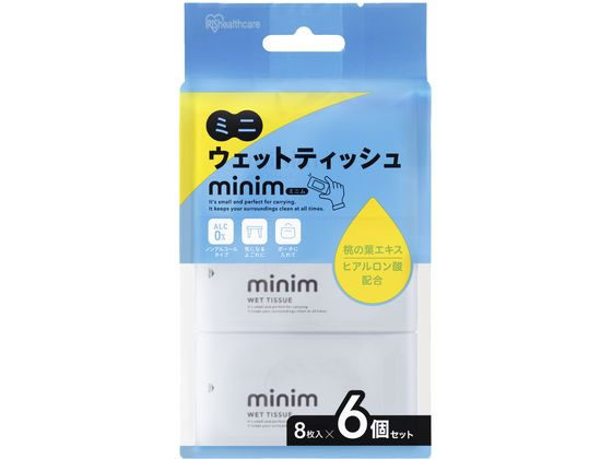 【レビュー投稿で100円OFFクーポン】アイリスオーヤマ ミニウェットティッシュ minim 8枚入×6個 PWT-6P..