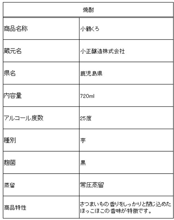【お取り寄せ】鹿児島 小正醸造 乙 小鶴 くろ 芋 25度 720ml cocodecow-10808472 ココデカウ サンプル画像2