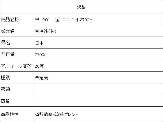【お取り寄せ】宝酒造 宝 エコペット 20度 2700ml 甲類焼酎 お酒 cocodecow-10807599 ココデカウ サンプル画像2