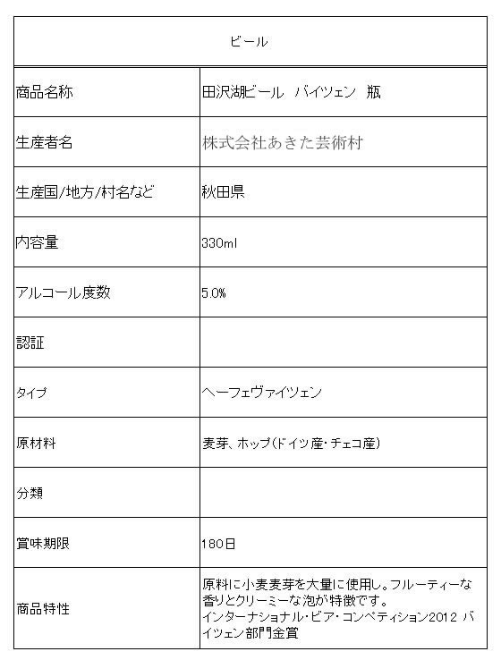 【レビュー投稿で100円OFFクーポン】秋田 田沢湖ビール バイツェン 瓶 330ml 地ビール クラフトビール お酒