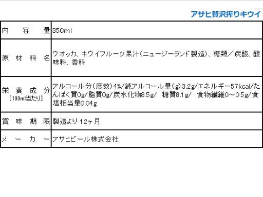 【ポイント2倍★22日20:00〜27日9:59迄】 アサヒビール 贅沢搾りキウイ 350ml フルーツ系 チューハイ ハイボール お酒