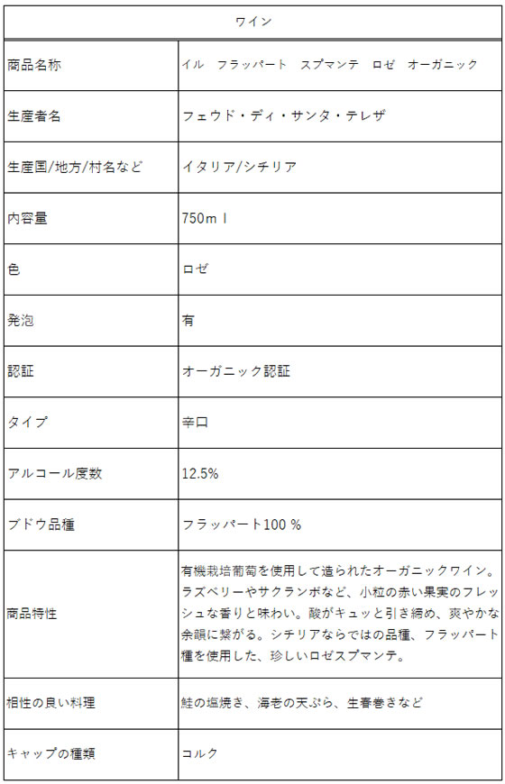 【レビュー投稿で100円OFFクーポン】【お取り寄せ】スマイル イル フラッパート スプマンテ ロゼオーガニックスパークリング750ml イタリア スパークリングワイン シャンパン お酒 cocodecow-10809052 ココデカウ サンプル画像2