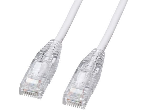 【商品説明】ケーブルが柔らかく、絡みにくい「やわらかLANケーブル」です。伝送速度1Gbps、伝送帯域250MHzを実現した、ギガビット対応LANケーブルです。ケーブル径4．1mmのスリム仕様で、取り回しがよく、スッキリと配線が可能です。ツメ折れ防止構造のへの字ラッチ形状をしたポリカーボネートコネクタを採用しています。ラッチカバーが無いので、コネクタ抜き差し際、スムーズな操作が出来ます。【仕様】●ケーブル長：5m　●カラー：ホワイト　●コネクタ形状：RJ−45コネクタ　●スリムコネクタ：有　●ツメ折れ防止コネクタ：有（への字ラッチコネクタ）　●形状タイプ：極細タイプ　●ケーブル構造：UTP　●ケーブル導体：28AWG　●ケーブル導体構造：より線　●結線仕様：ストレート結線　●色配線：TIA／EIA−568B　●ケーブル直径：4．1mm　●カテゴリ：CAT6　●規格名：1000BASE−TX　●対応カテゴリ・規格：カテゴリ6（1000BASE−TX）、カテゴリ5e（1000BASE−T）、カテゴリ5（100BASE−TX）、カテゴリ3（10BASE−T）適合　●通信速度：1Gbps、100Mbps、10Mbps　●周波数特性：250MHz　●検査：100％導通検査　●形状仕様タイプ：極細ケーブル　●ケーブル芯数：8芯（4P）　●対応温度範囲：−40〜85℃【備考】※メーカーの都合により、パッケージ・仕様等は予告なく変更になる場合がございます。【検索用キーワード】サンワサプライ　さんわさぷらい　sanwa　supply　カテゴリ6LANケーブル　LANケーブル　KB−SL6YS−05W　KBSL6YS05W　カテゴリ6　Cat6　5m　ホワイト　スリム　やわらか　ツメ折れ防止コネクタ　1Gbps　配線用品　LANケーブル　R127JU伝送速度1Gbps、伝送帯域250MHzを実現。対応温度範囲−40〜85℃。