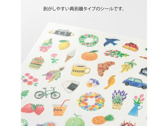 【レビュー投稿で100円OFFクーポン】ミドリ(デザインフィル) シール ゆるログ 1枚入 モチーフ柄 82678006 デコレーションシール デコレーショングッズ