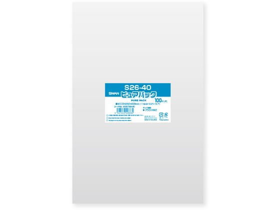 【レビュー投稿で100円OFFクーポン】【お取り寄せ】スワン OPP袋 ピュアパック S 26-40 100枚 006798440 OPP袋 テープなし 厚さ0...
