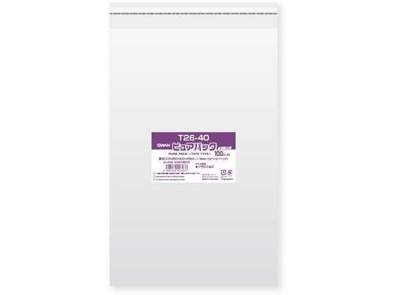 【レビュー投稿で100円OFFクーポン】【お取り寄せ】スワン OPP袋 ピュアパック T 26-40 100枚 006798375 OPP袋 テープ付き