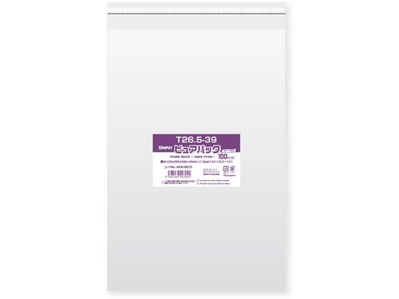 【レビュー投稿で100円OFFクーポン】【お取り寄せ】スワン OPP袋 ピュアパック T 26.5-39 100枚 006798376 OPP袋 テープ付き
