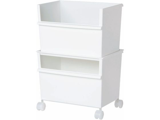 【レビュー投稿で100円OFFクーポン】【お取り寄せ】ライクイット ジャストイット コンテナーワイド(深・深)セット キャスター付 ホワイト 衣装収納 収納 日用雑貨