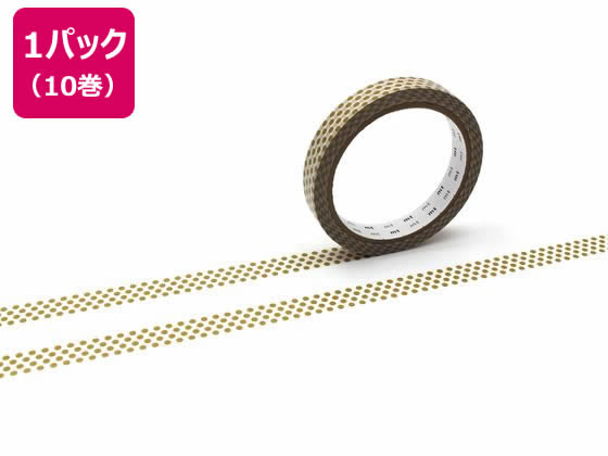 【レビュー投稿で100円OFFクーポン】【お取り寄せ】カモ井 mt large core ドット・金 強粘着 10巻 MT10L073 デコレーション用マスキン...